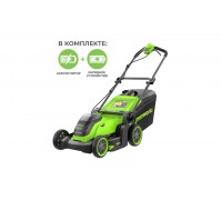 ккумуляторная газонокосилка Greenworks GD40LM411K4 40В (в комплекте АКБ + ЗУ)