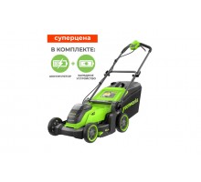 Аккумуляторная газонокосилка Greenworks GD40LM411K5 40В (в комплекте АКБ + ЗУ)